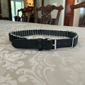 Ralph Lauren Leather and Chain Belt, Black/Silver